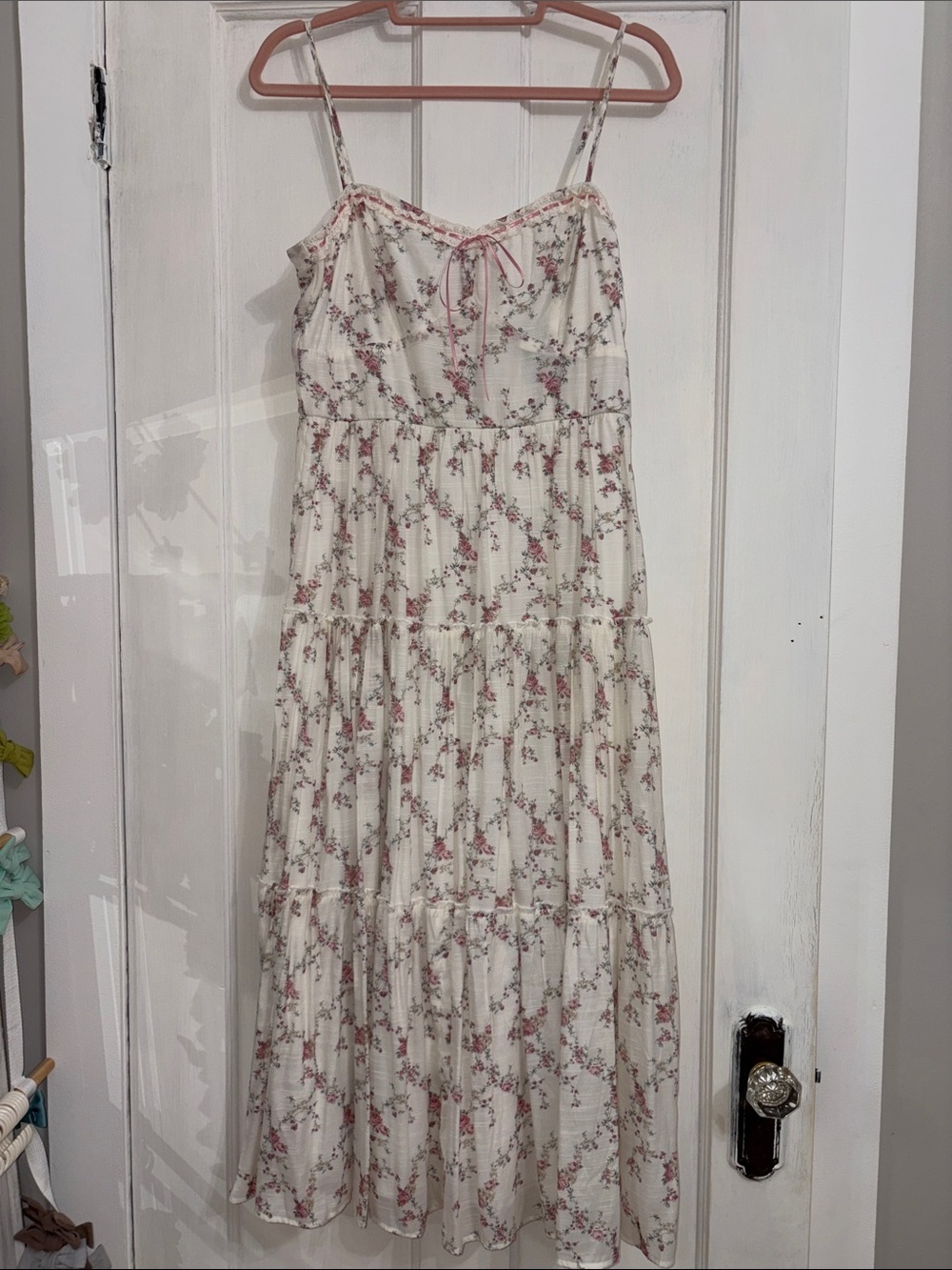 Trixxi Cream Maxi Dress with Pink Floral Print